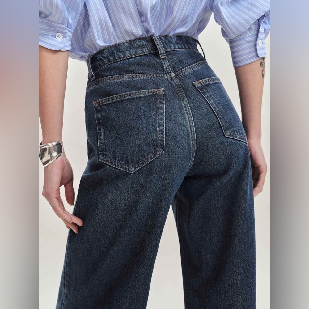 NEW Reformation Wes High Rise Wide Leg Jeans Mille  31” Dark Blue Sz 26 - Picture 4 of 13
